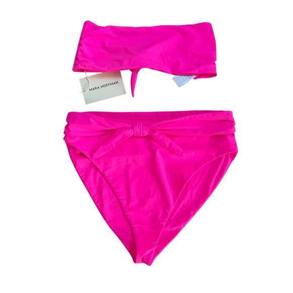 Mara Hoffman Abigail top goldie high waisted tie bottom hot pink XL - Picture 8 of 13